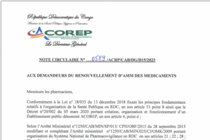 Note circulaire n°0589/2023 du Directeur Général